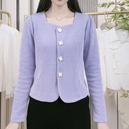 Damen Kurzjacke Dekorative Knöpfe Norvielle
