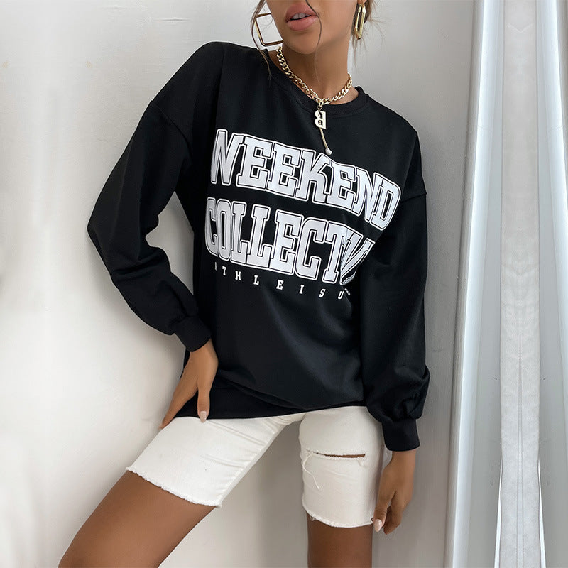 Damen Oversized Sweatshirt mit Schriftzug Norvielle - Norvielle