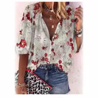 Damen Bluse Transparent Floral Stickerei Übergroß Norvielle