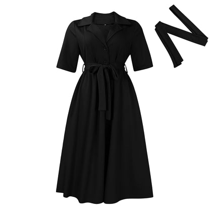Damen Midikleid Tailliert Knopfleiste Norvielle