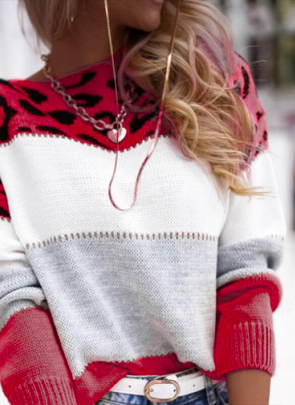 Damen Pullover Grafisches Tiermuster Strukturiert Norvielle