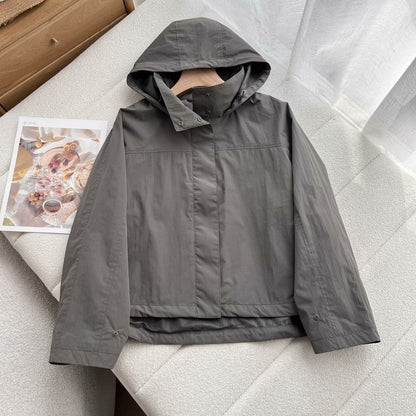 Damen Leichte Übergangsjacke Kapuze Reißverschluss Norvielle