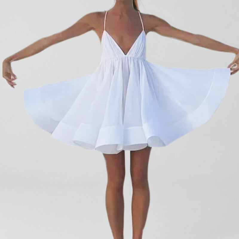 Damen Freizeitkleid V-Ausschnitt Schwingrock Norvielle