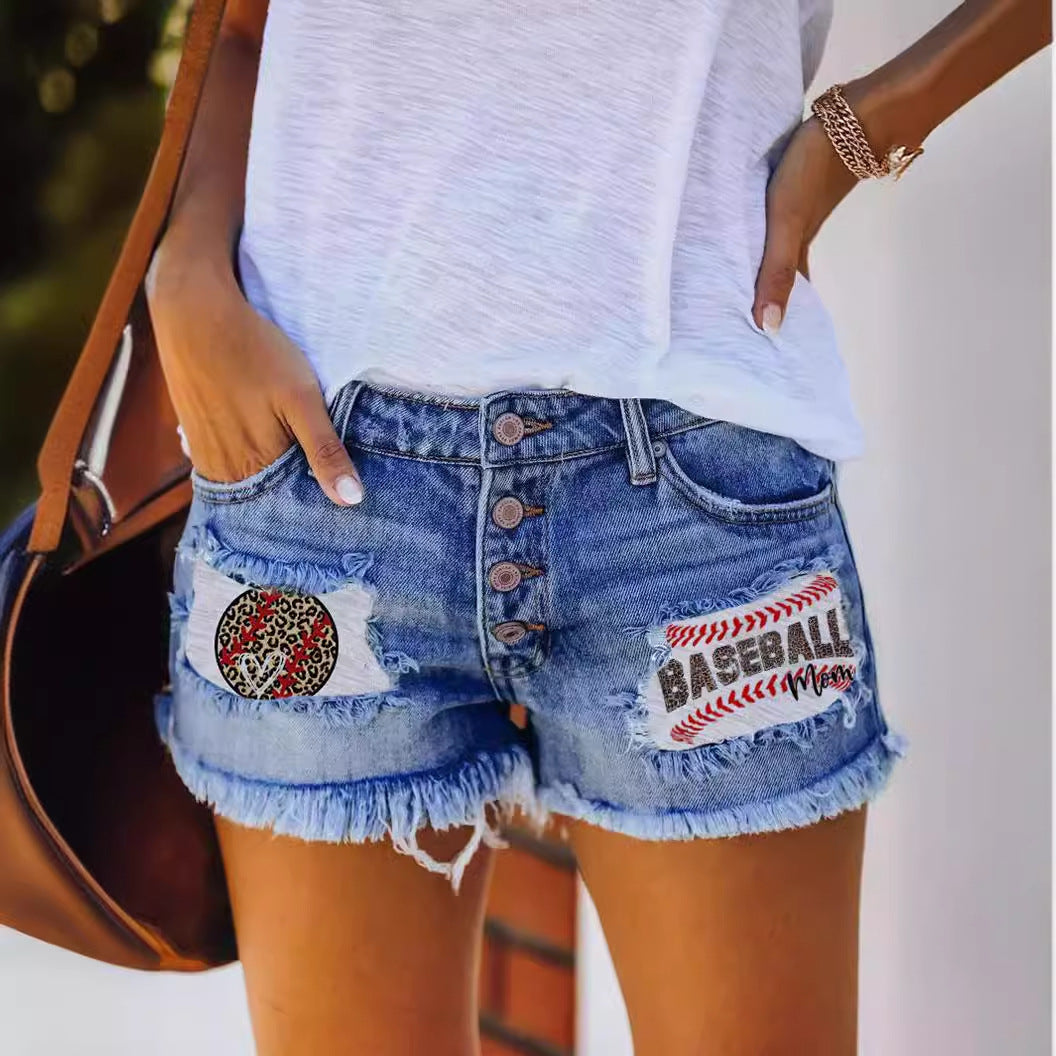 Damen Vintage-Shorts Jeans flaggenmotiviert Norvielle