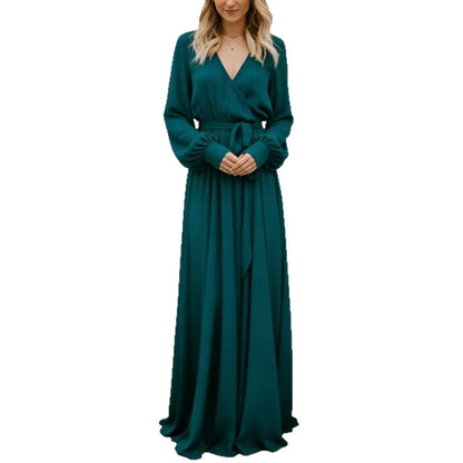 Damen Maxi-Kleid Fließender Stoff Tiefes Dekolleté