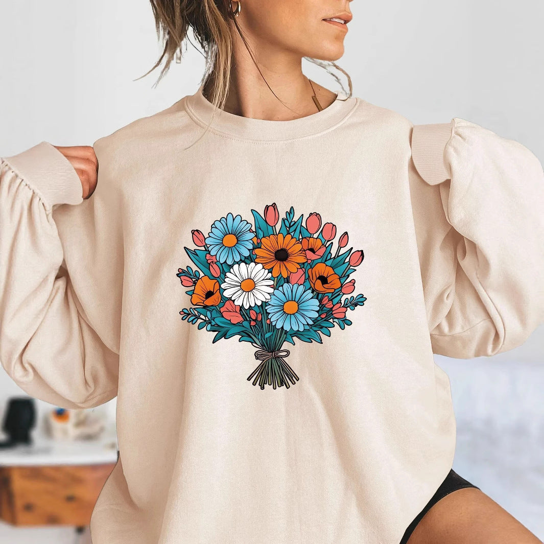 Damen Oversized Sweatshirt Florale Grafik Norvielle