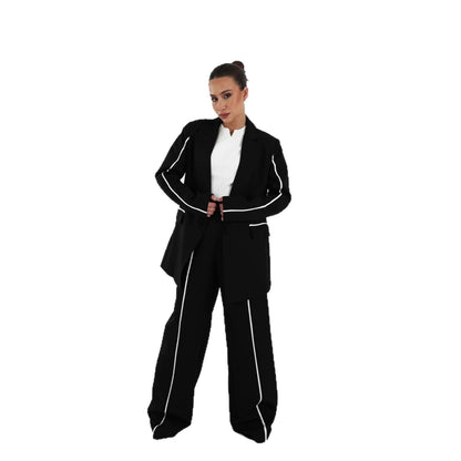 Damen Blazer-Anzug Kontrastdetails Norvielle