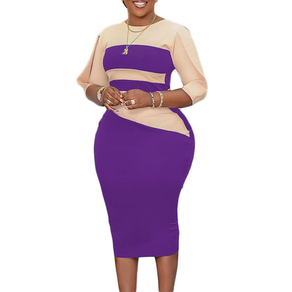 Damen Midi-Kleid Asymmetrisch ¾-Ärmel Norvielle