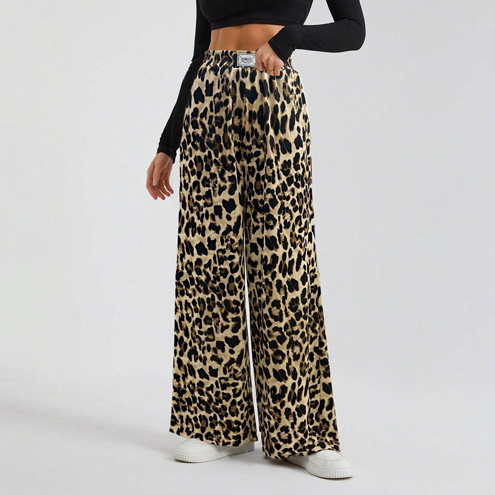 Damen Palazzo-Hose Tierprint Elastikbund