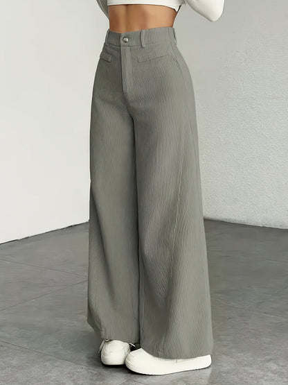 Damen Cordhose Weite Passform Hoher Bund Lang