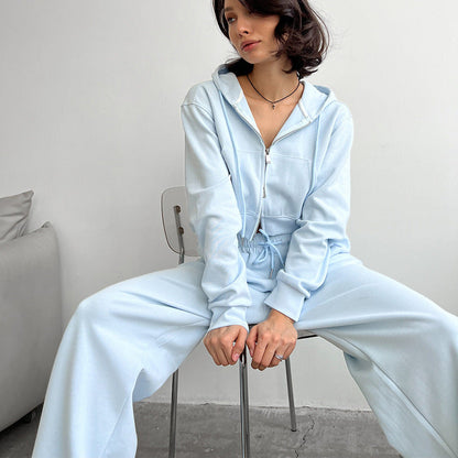 Damen Hoodie Jogginghose-Set Baumwolle Weiß - Norvielle