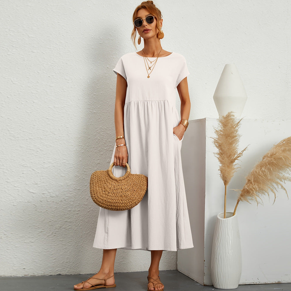 Damen Maxikleid mit Taillierung und Seitentaschen