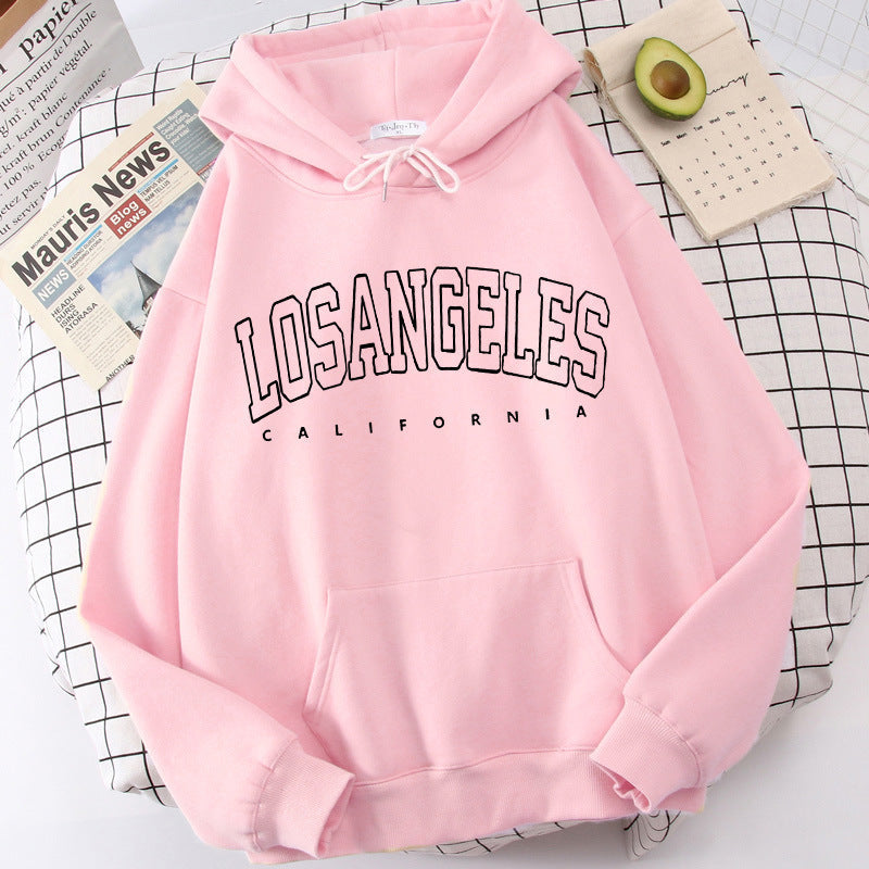 Damen Kapuzenpullover Los Angeles Print Weites Design