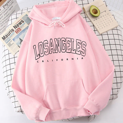 Damen Kapuzenpullover Los Angeles Print Weites Design