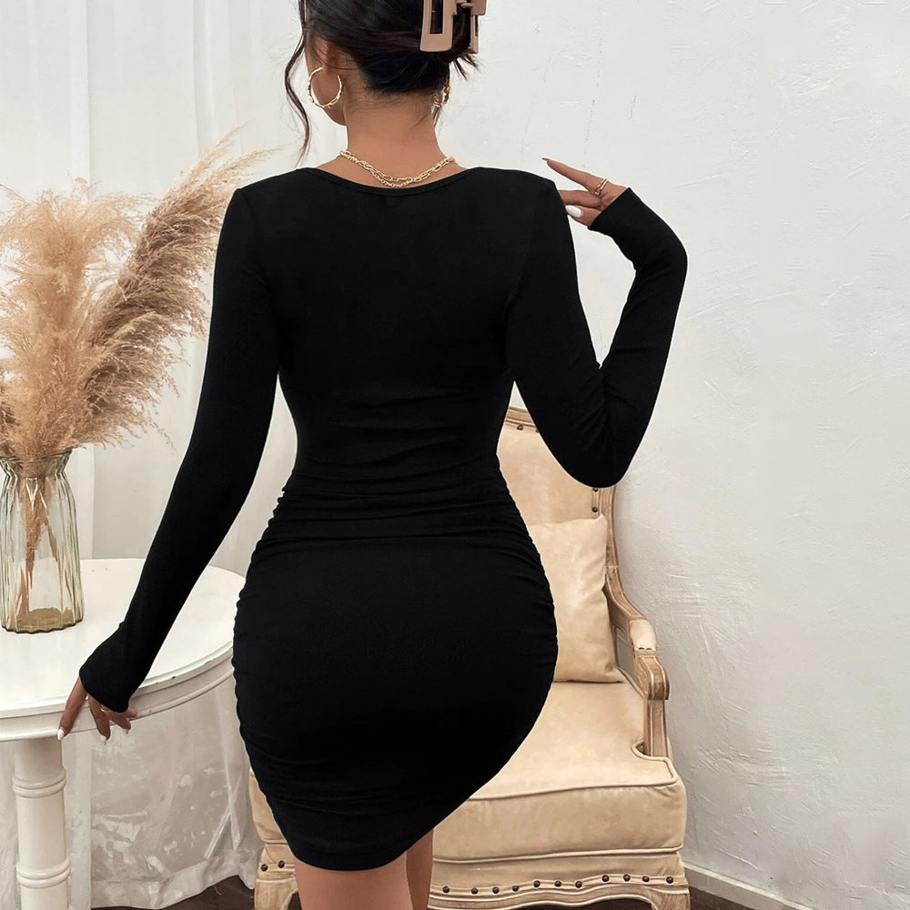 Damen Minikleid Longsleeve Rüschen Norvielle