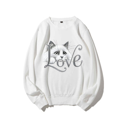 Damen Sweatshirt Katzenmotiv Lässiger Schnitt Norvielle