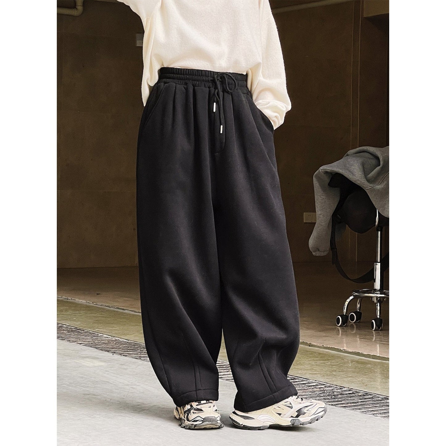 Damen Oversized Hoodiejacke Bequem Baumwolle Großzügige Taschen