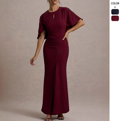 Damen Abendkleid Fließender Schnitt Kappenärmel Norvielle - Norvielle