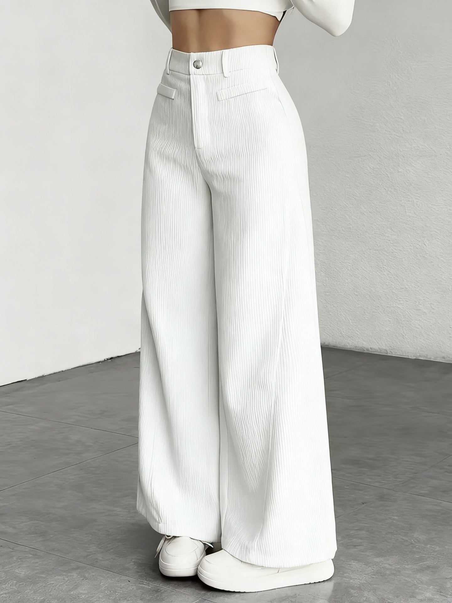 Damen Cordhose Weite Passform Hoher Bund Lang