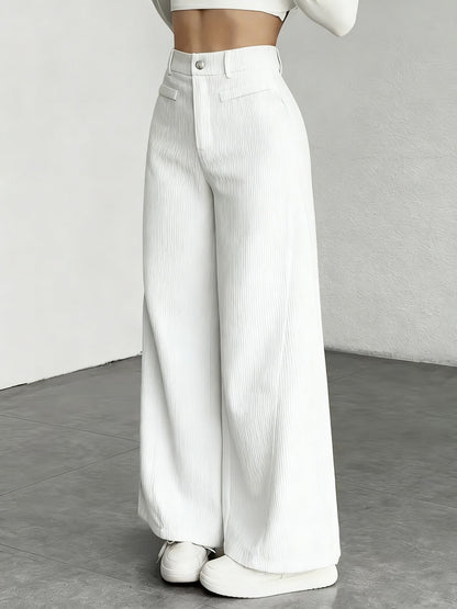 Damen Cordhose Weite Passform Hoher Bund Lang