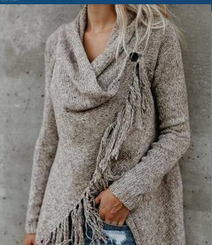Damen Poncho mit Fransen Gemütlich Norvielle