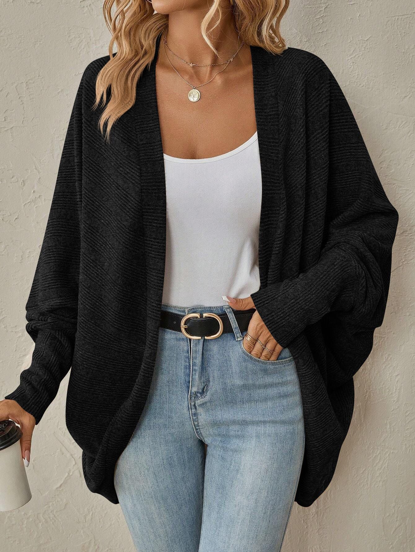 Damen Strickjacke Locker Lässig Mit Kurzen Ärmeln Norvielle