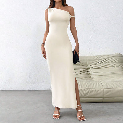 Damen Maxikleid Schulterfrei Mit Seitenschlitz Norvielle