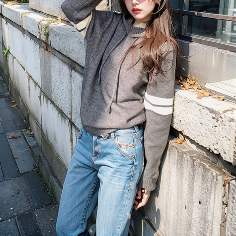 Damen Kapuzenpullover Streifen Norvielle - Norvielle