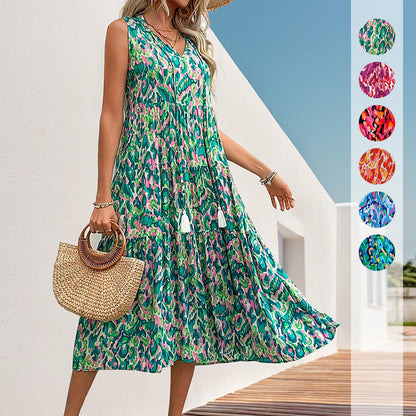 Damen Maxikleid Florales Muster Rüschendetails Norvielle - Norvielle