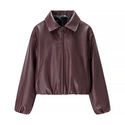 Damen Kunstlederjacke Elastischer Bund Norvielle