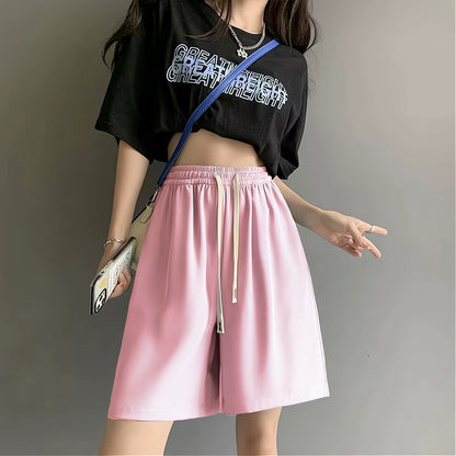 Damen Sport Shorts Elastischer Bund Praktische Taschen