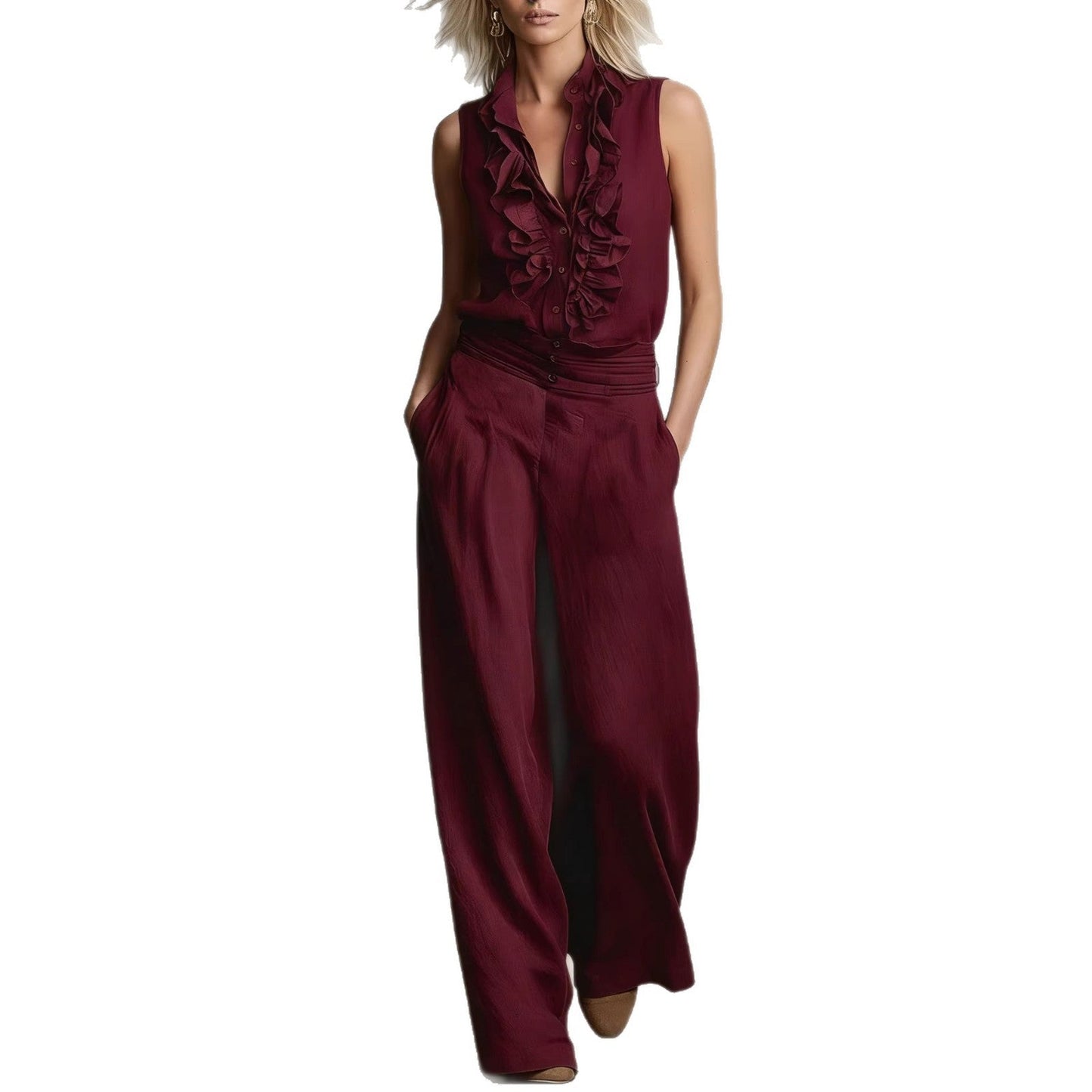 Damen Bluse mit Rüschendetails Klassischer Kragen Elegantes Design