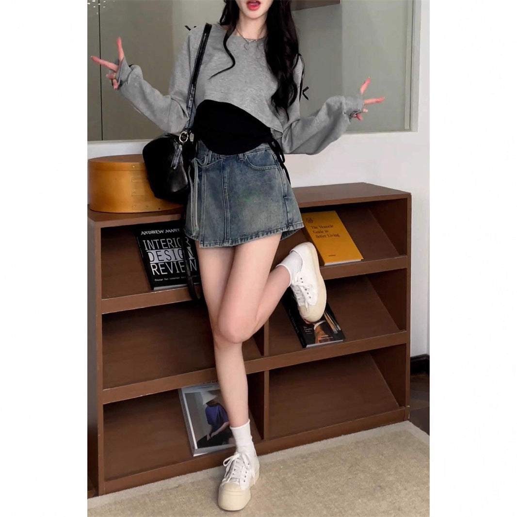 Damen Oversized Crop mit Bindebändern