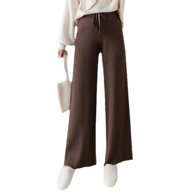 Damen Rippstrickhose Bequem Taillenzug Norvielle