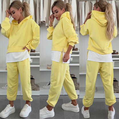 Damen Hoodie Jogginghose Set Elastisch