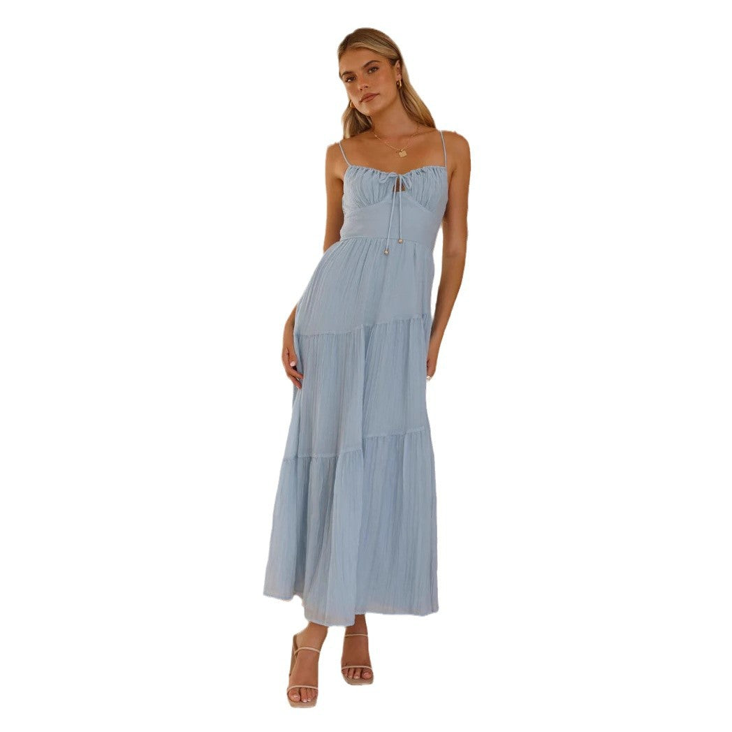 Damen Maxikleid mit Zierschnürung und Raffungen Norvielle