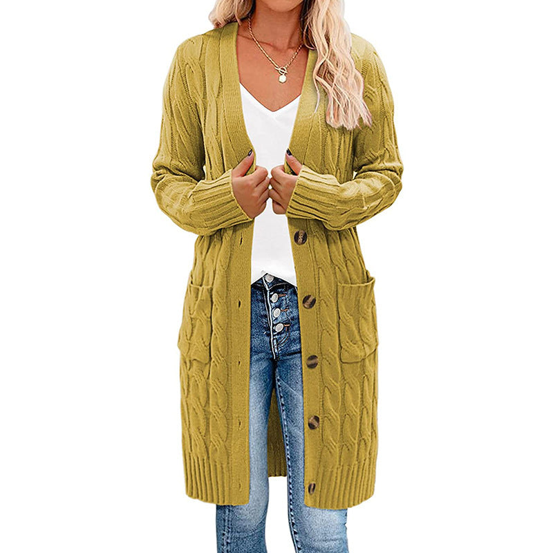 Damen Grobstrick-Cardigan mit Taschen und Knöpfen Norvielle