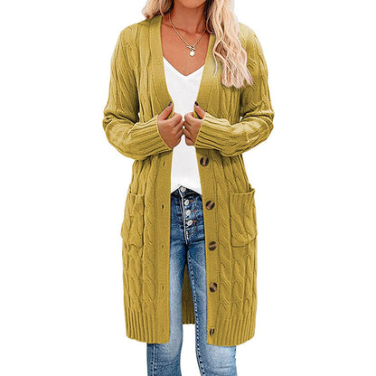 Damen Grobstrick-Cardigan mit Taschen und Knöpfen Norvielle