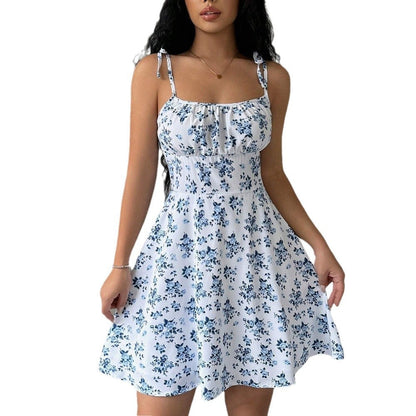 Damen Minikleid mit Blumenmuster und breiten Trägern Norvielle