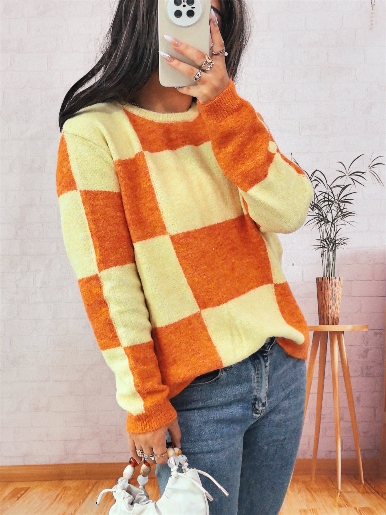 Damen Pullover Karomuster Modern Norvielle
