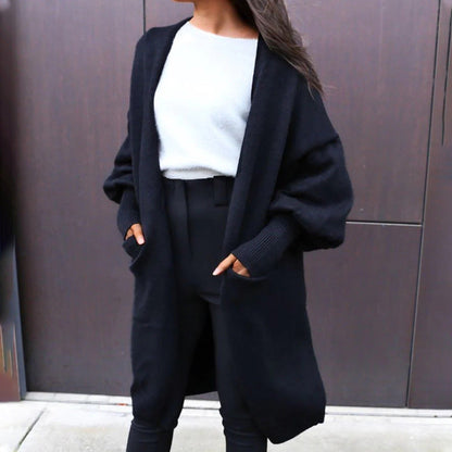 Damen Strickjacke Voluminöse Ärmel Praktische Taschen Norvielle - Norvielle