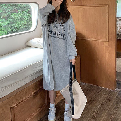 Damen Kapuzenkleid Moderner Logodruck Lässiger Schnitt