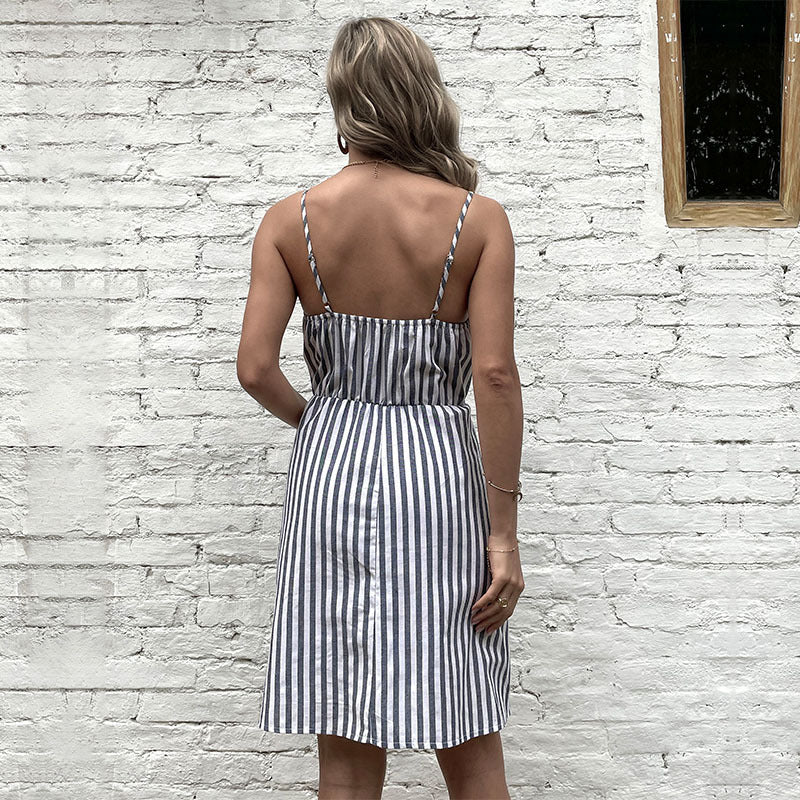 Damen Strandkleid Knopfverschluss Taschen Norvielle
