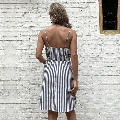 Damen Strandkleid Knopfverschluss Taschen Norvielle