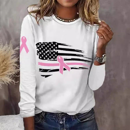 Damen T-Shirt Flaggen Schleifen Design Weiß