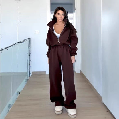 Damen Sportanzug Oversized Kapuzenjacke Elastische Hosen