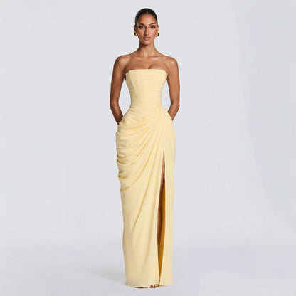 Damen Abendkleid Langarm Asymmetrisch Norvielle