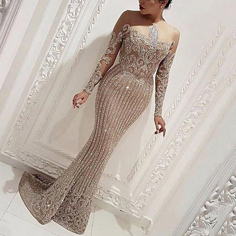 Damen Abendkleid Norvielle Glitzerpailletten Schmal
