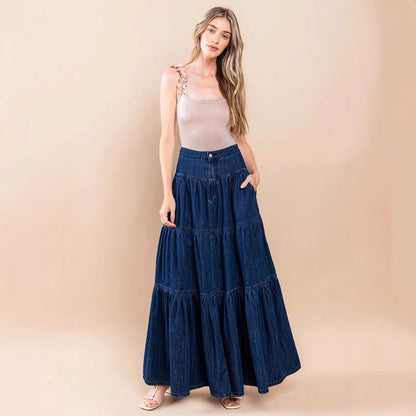 Damen Maxikleid Lässiger Stil Voluminöse Rüschen Norvielle