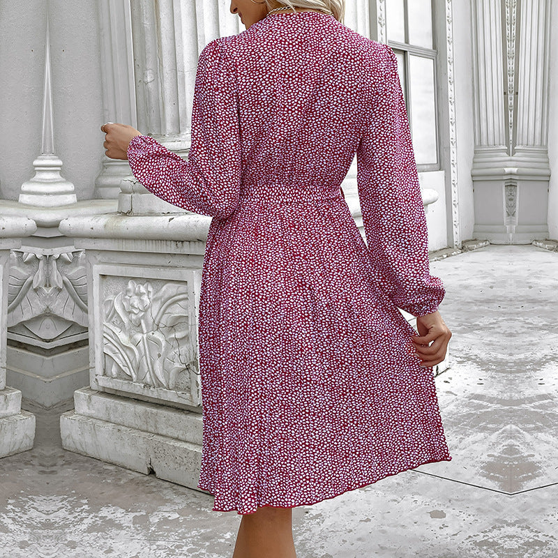 Damen Wickelkleid Blumenmuster Rüschendetails Elastisch